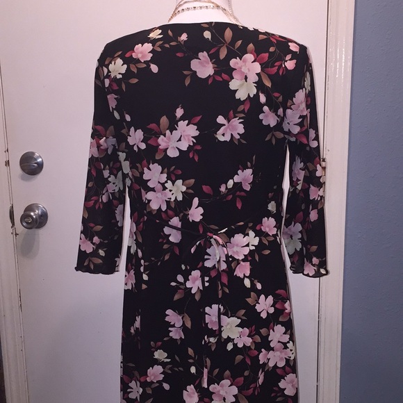 Motherhood Black w/ Flower Print Dress Size L - Picture 5 of 8